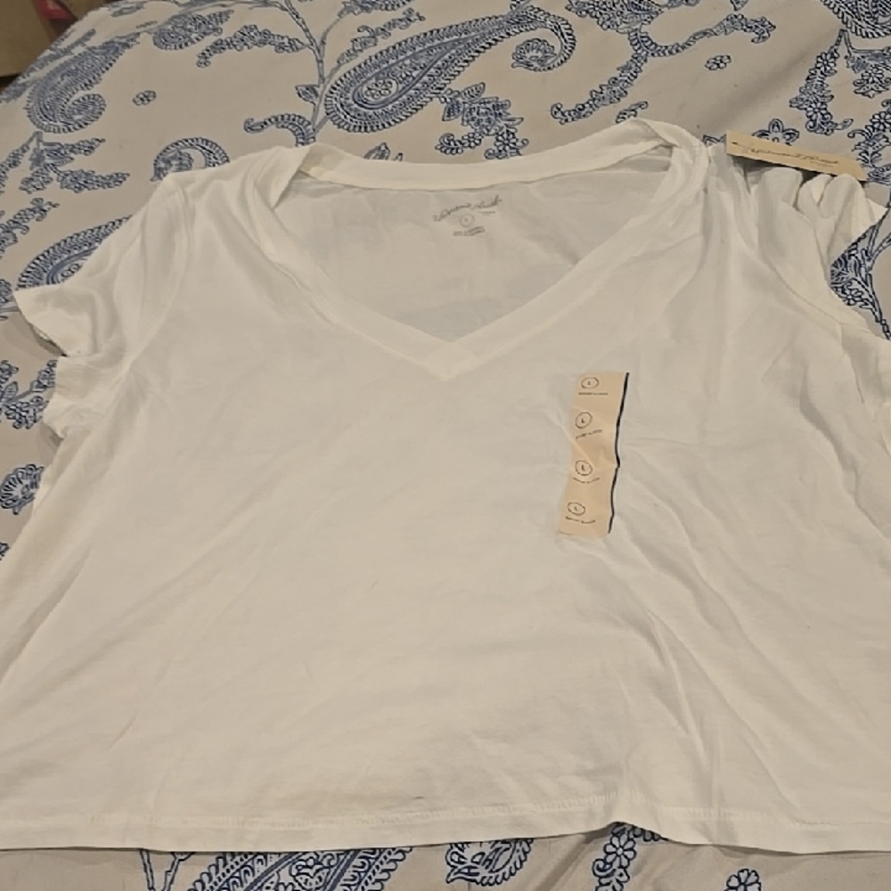 ❤️10/$10 New Crop White V-Neck Women's Top